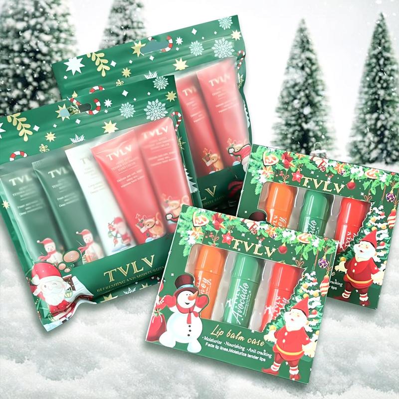 Christmas Limited Edition Hand Cream & Lip Balm Set, 10pcs Moisturizing Hand Cream & 6 Counts Lip Balm, Hydrating Hand Care & Lip Care Product