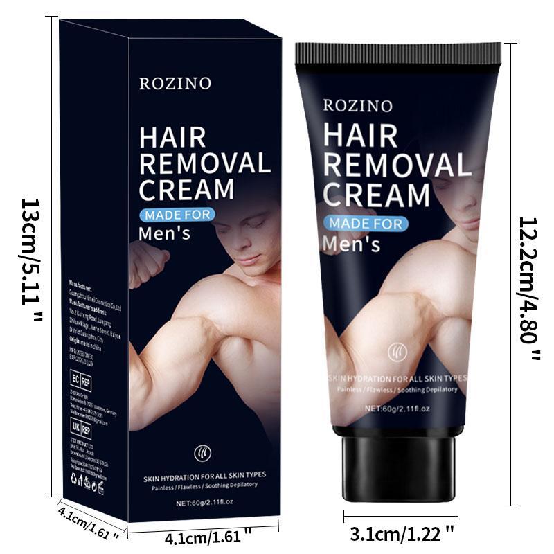 60g Hair Removal Cream for Men, 1 Box Gentle Painless Hair Removal Product, Men's Depilation Cream for Legs Arms Chest, Hair Remover Cream for Home and Travel