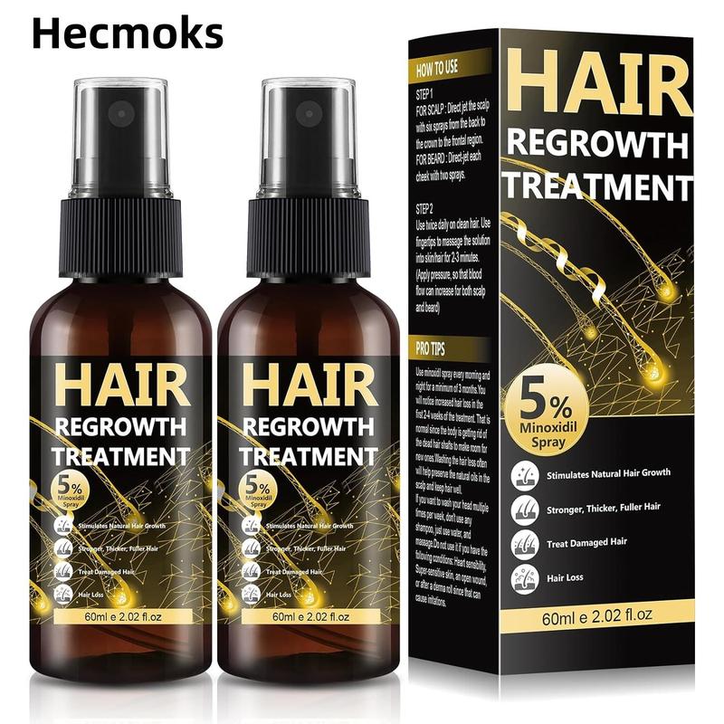 Hecmoks 2-Pack 5% Minoxidil Kit for Men & Women, with Biotin & Tool. Topical Scalp Serum for Hair Growth, Thickening & Long-Term Care Hair Care Gentle