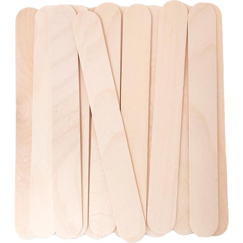 100 Jumbo Wooden Multi-Purpose Wax Sticks. 6 Inch Large Popsicle Sticks, Applicator, Spatulas for Waxing, Hair Removal, Craft, Ice Cream Sticks