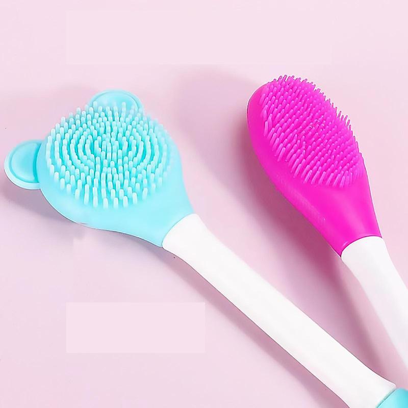 Silicone Face Massage Brush, Double-ended Face Scrubber, Facial Skin Care Brush, Great for Facial Pore Cleaning, Exfoliating & Face Massaging