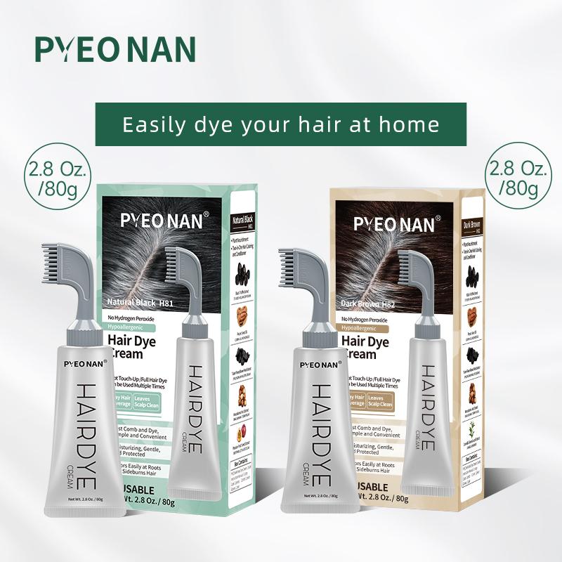 Natural Plant Extract Unisex  PYEONAN Hair Dye Comb Without Bleaching, Instant 2 in 1 + Grey Hair Coverage and Haircare -Herbal Ingredients Hair Color 2.8Oz.  80g