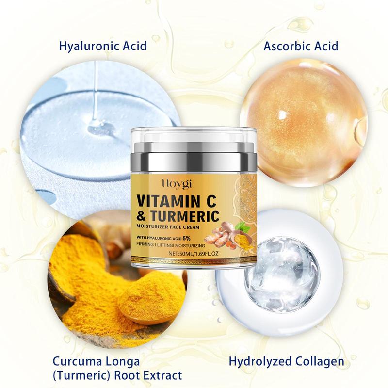 Vitamin C & Turmeric Face Cream, Moisturizing & Brightening Face Cream, Hydrating Face Lotion for Women & Men All Skin Types