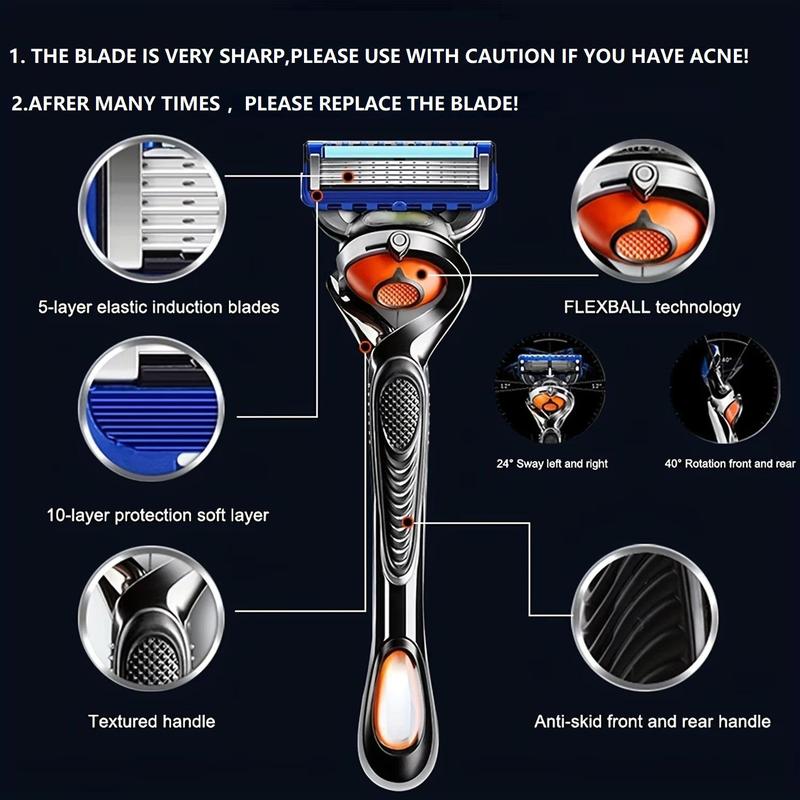 Manual Razor Set, 1 Count Razor Holder with 12pcs 24pcs Replacement Razor Blades, Professional Sharply Blade Razor Set, Facial Hair Shaving Tool for Men, Christmas Gift