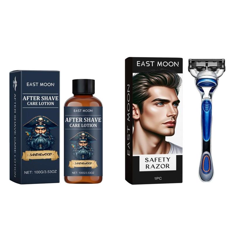 Men's Shaving Razor & Aftershave Set, 2 Counts set Refreshing Aftershave Lotion & Face Shaver, Men's Care Product for Daily Use