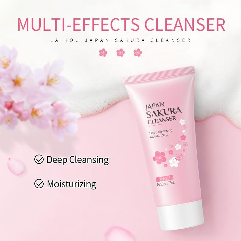 Sakura Extract Moisturizing Facial Cleanser, Gentle Exfoliating Facial Wash, Facial Cleansing Foaming Face Wash, Hydrating Comfort Skincare Gifts