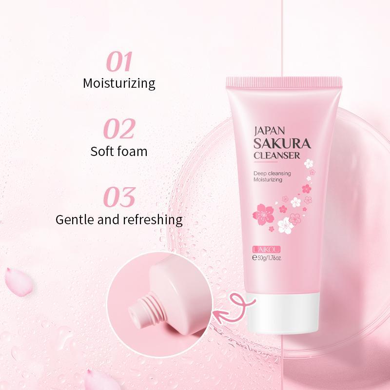 Sakura Extract Moisturizing Facial Cleanser, Gentle Exfoliating Facial Wash, Facial Cleansing Foaming Face Wash, Hydrating Comfort Skincare Gifts