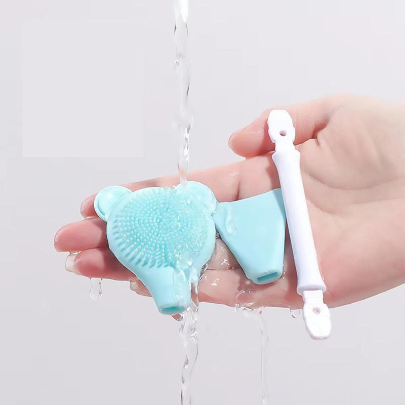 Silicone Face Massage Brush, Double-ended Face Scrubber, Facial Skin Care Brush, Great for Facial Pore Cleaning, Exfoliating & Face Massaging