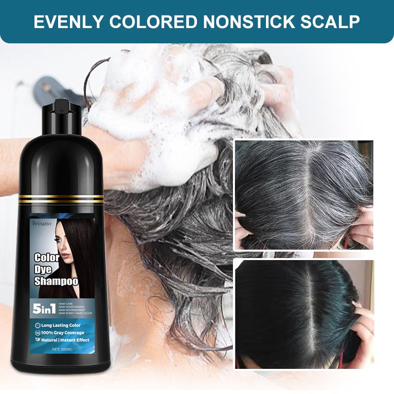 Brinano 5-in-1 Black Hair Dyeing Shampoo with Grey Coverage+100% Available in Multiple Colors with Herbal Ingredients for Hair Care and Moisturizing Hair Dyes. It does not harm the skin, has no irritating odor, and is easy to operate Haircare Bowl Plant