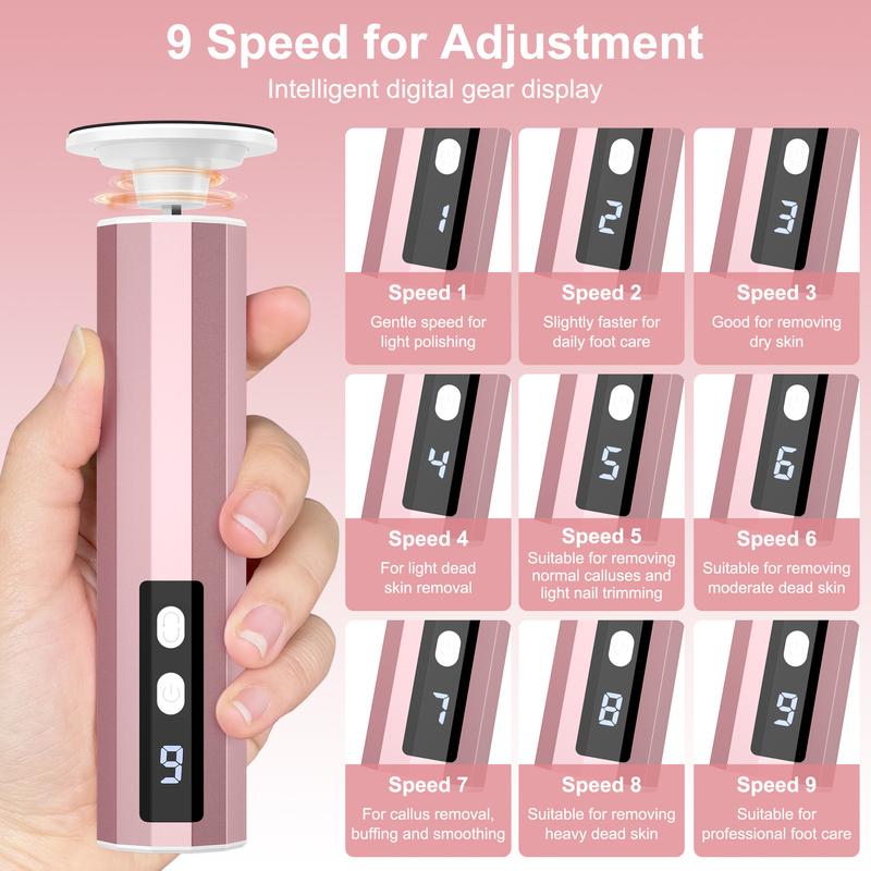 Summer Portable Electric Foot File and nail polishers, Gentle Adjustable Rotatable Electronic Foot Dead Skin Remover nail polishers, Callus Remover Tool for Home & Nail Salon, Personal Care Accessories, Christmas Gift, Corn Remover for Feet