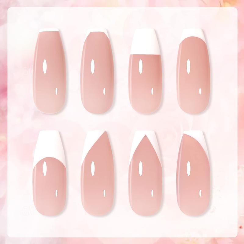 GAOY French Manicure Kit, Nail Stamper and 2Pcs Gel Nail Polish, Include Nude Jelly Pink White Colors for French Tip, UV Light Cure